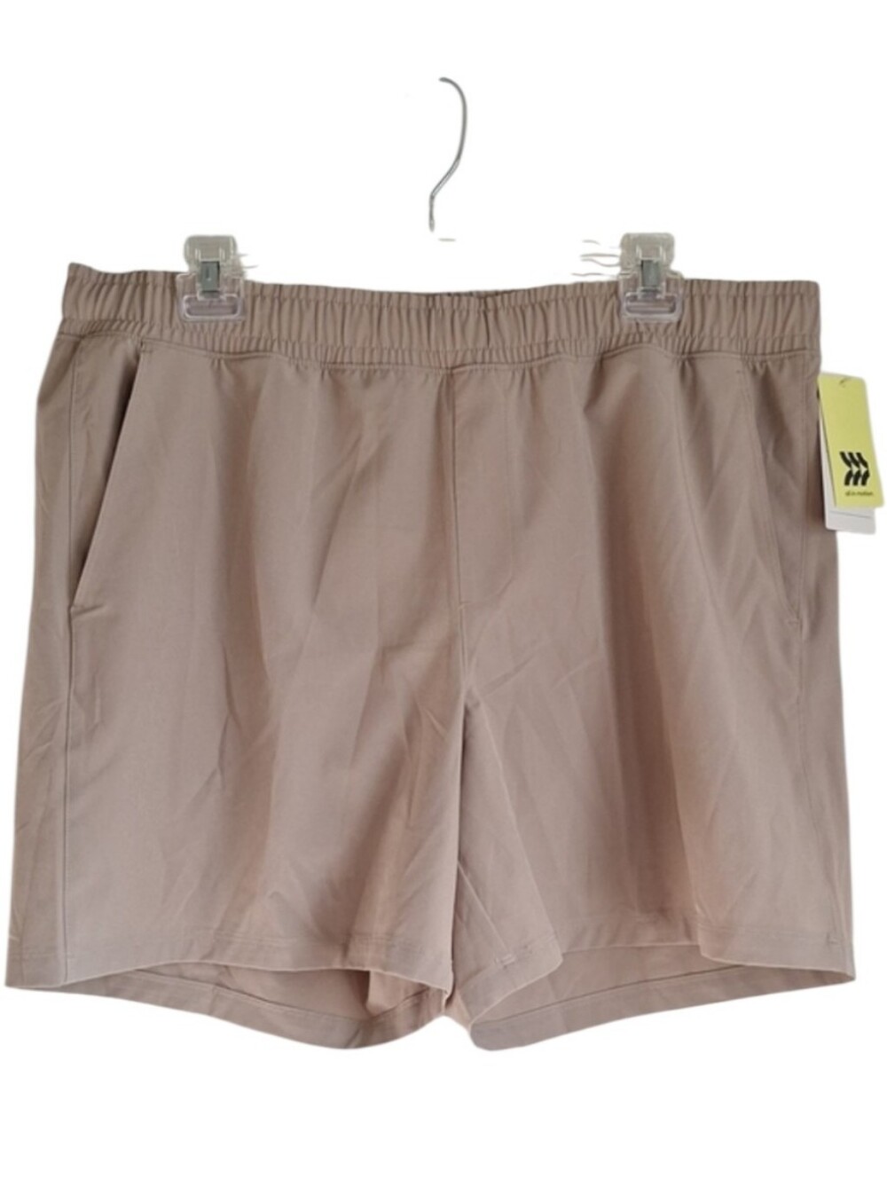 All In Motion Women's Beige Elastic-Waist Shorts With Drawstring Size Large